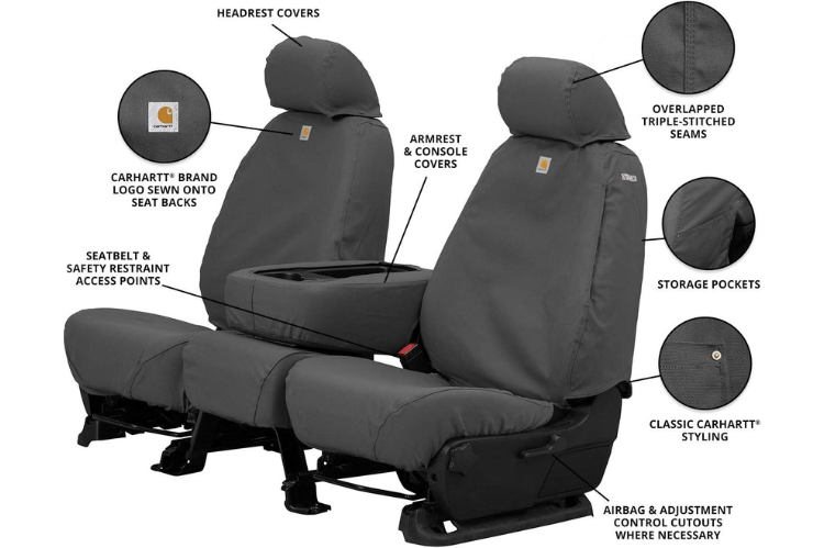 Covercraft SSC8375CAGY GMC Sierra 2500HD/3500HD 2007-2014 Carhartt SeatSaver Custom Rear Seat Covers - Gravel