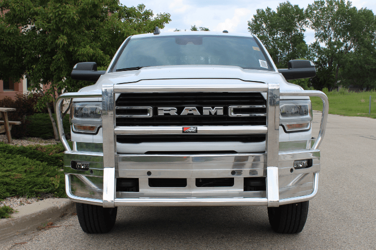 Ali Arc Traditional Aluminum Dodge Ram 5500 2011-2018 Front Bumper Round Fog Light Cut Outs with Rake DGR232L