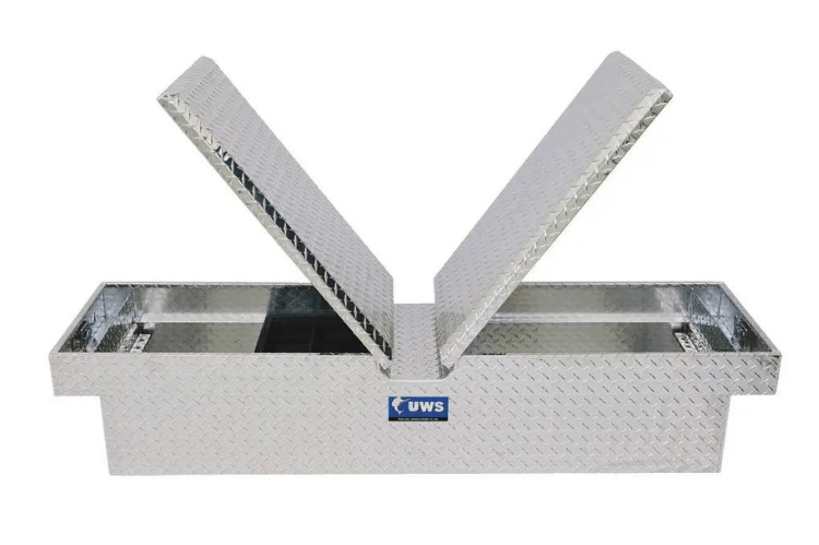 UWS TB-69 Dodge Ram 2500/3500 2011-2018 69" Aluminum Gull Wing Crossover Truck Tool Box Bright Aluminum