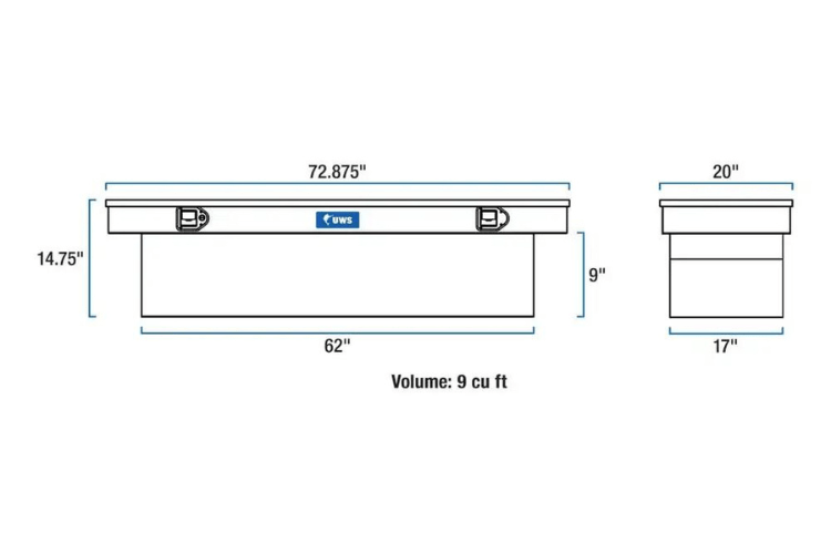 UWS TBS-72 Dodge Ram 2500/3500 2003-2023 72" Crossover Truck Tool Box Bright Aluminum