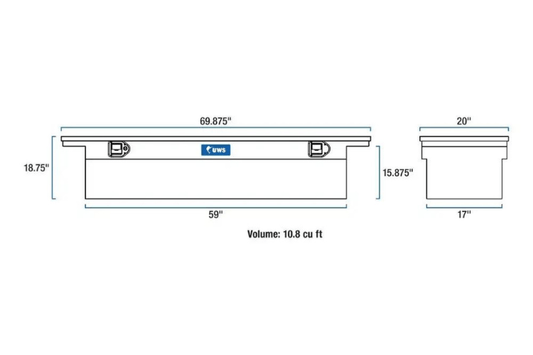 UWS TBSD-69-LP Dodge Ram 2500/3500 69" Deep Truck Tool Box with Low Profile - Bright Aluminum