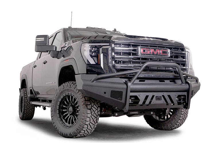 Fab Fours GM24-Q6262-1 GMC Sierra 2500/3500 2024-2025 Black Steel Elite Front Bumper With Sensor Pre-Runner Guard