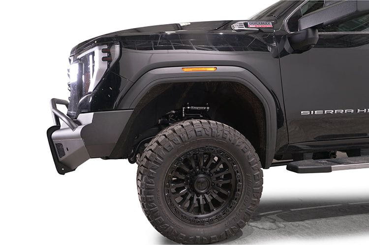 Fab Fours GM24-Q6262-1 GMC Sierra 2500/3500 2024-2025 Black Steel Elite Front Bumper With Sensor Pre-Runner Guard