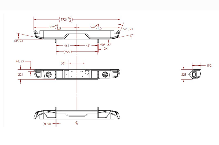 Hammerhead 600-56-0092 Ford F150 1988-1998 Rear Bumper