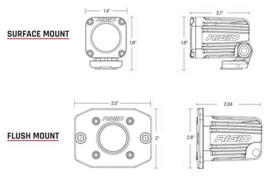 Rigid Industries 20641 1x2 Ignite Flood Diffused Backup Kit Flush Mount