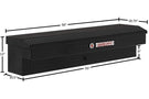 Aluminum  gloss black tool box from Weather Guard, compatible with Ford Super Duty models from 2015 to 2024.