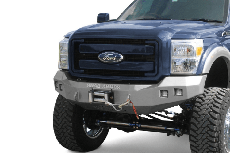 Road Armor 611R0Z 2011-2016 Ford F250/F350/F450 Superduty Stealth Front Winch Ready Bumper No Guard, Raw Finish and Square Fog Light Hole