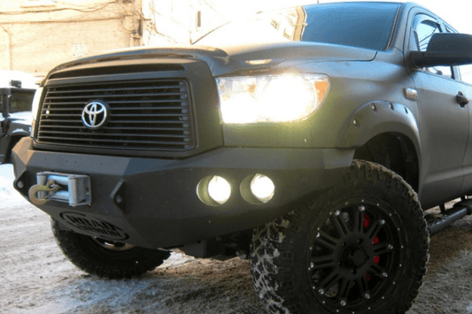 Road Armor 99030Z 2007-2013 Toyota Tundra Stealth Front Winch Ready Bumper No Guard, Raw Finish and Round Fog Light Hole