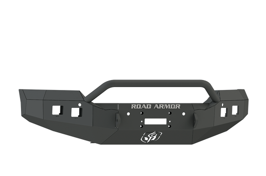 Road Armor Stealth 215R4B 2015-2017 GMC Sierra 2500/3500 Winch Front Bumper Pre-Runner Guard, Black, Square Light Port, Stealth Series