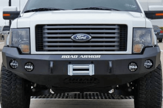 Road Armor 66130Z 2009-2014 Ford F150 Stealth Front Winch Ready Bumper No Guard, Raw Finish and Round Fog Light Hole