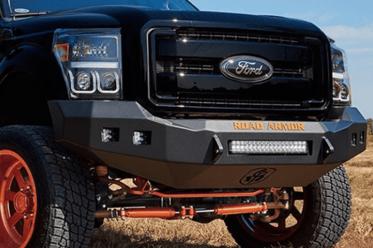 Road Armor 611R0Z-NW 2011-2016 Ford F250/F350/F450 Superduty Stealth Front Non-Winch Bumper No Guard, Raw Finish and Square Fog Light Hole