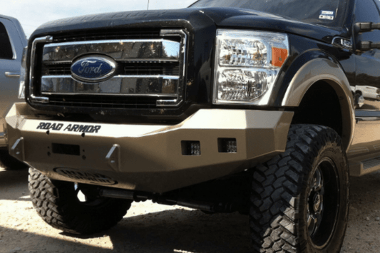 Road Armor 611R0Z 2011-2016 Ford F250/F350/F450 Superduty Stealth Front Winch Ready Bumper No Guard, Raw Finish and Square Fog Light Hole