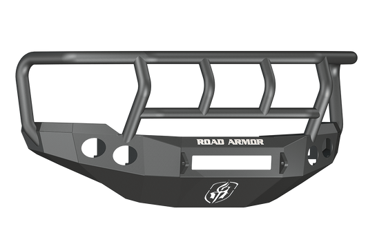 Road Armor 38202B-NW 2011-2014 Chevy Silverado 2500/3500 Front Bumper, Non-Winch, Round Fog Light Hole, Titan II Guard, Black