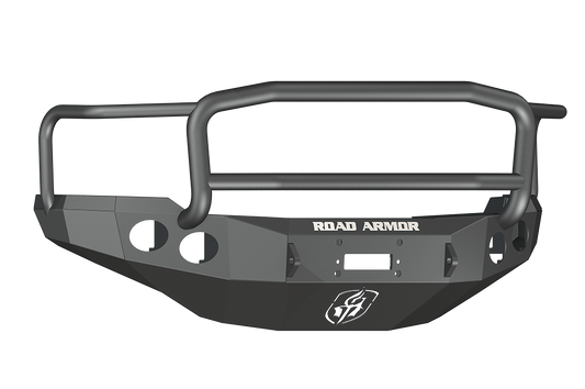 Road Armor 38205B 2011-2014 Chevy Silverado 2500/3500 Front Bumper, Winch-Ready, Round Fog Light Hole, Lone Star Guard, Black