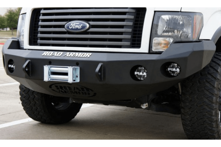 Road Armor 66130Z 2009-2014 Ford F150 Stealth Front Winch Ready Bumper No Guard, Raw Finish and Round Fog Light Hole