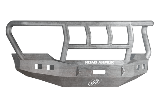 Road Armor 611R2Z 2011-2016 Ford F250/F350/F450 Superduty Front Bumper, Raw, Titan II Guard, Stealth Series, Square Fog Light Hole, Winch-Ready