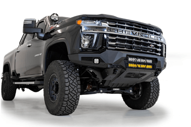 Black Chevy truck front end with ADD F270012140103 Chevy Silverado 2500/3500 2020-2022 Bomber Black Front Bumper