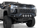 Black Chevy Silverado 2500/3500 truck front end showcasing the ADD F270014110103 Bomber Black front bumper, designed for 2020-2022 models