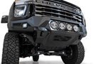 Black Chevy Silverado 2500/3500 truck front end showcasing the ADD F270014110103 Bomber Black front bumper, designed for 2020-2022 models