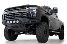 Black Chevy Silverado 2500/3500 truck front end showcasing the ADD F270014110103 Bomber Black front bumper, designed for 2020-2022 models