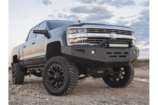 ICI Aluminum Chevy Silverado 2500/3500 2015-2019 Alumilite Front Bumper Non Winch With Optional Bolt-On RT Series Light Bracket AL-FBM94CHN-RT