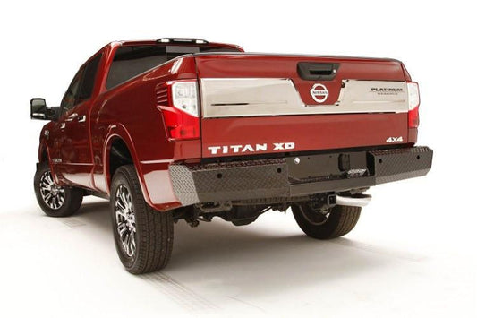 Fab Fours NT16-T3750-1 Nissan Titan XD 2016-2024 Black Steel Rear Bumper