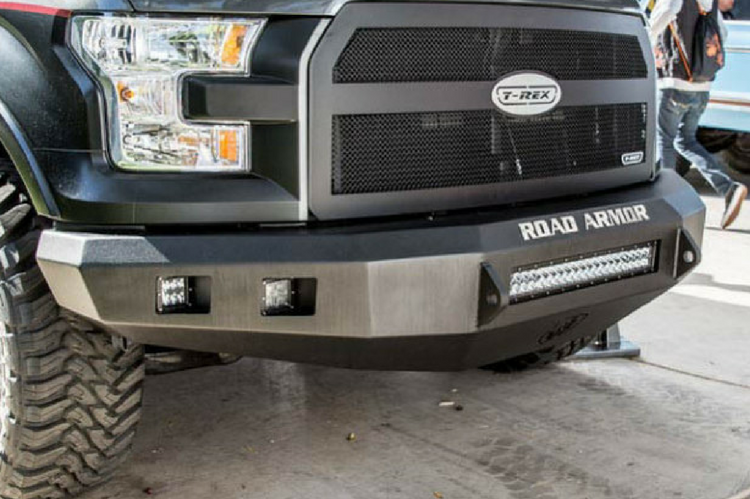 Road Armor 60500B-NW 2005-2007 Ford F250/F350/F450 Superduty Stealth Front Non-Winch Bumper No Guard, Black Finish and Round Fog Light Hole