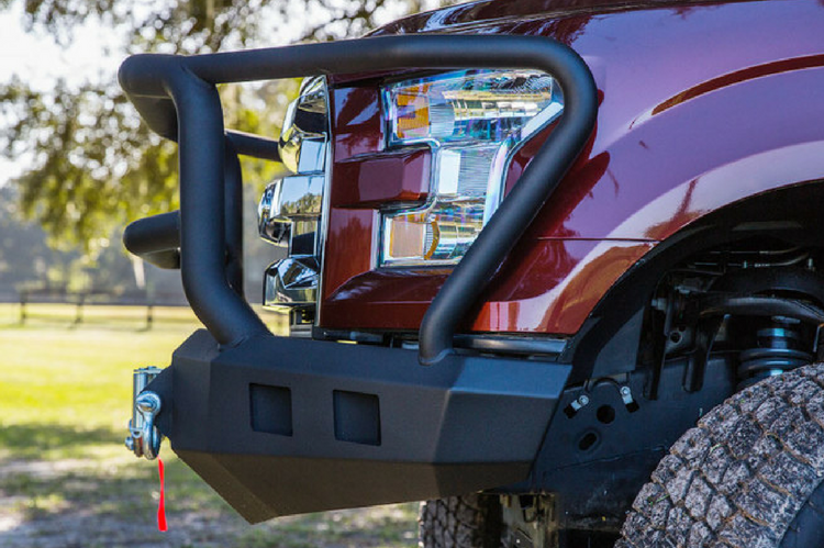 Road Armor Stealth 314R5B 2014-2015 Chevy Silverado 1500 Front Winch Ready Bumper Lonestar Guard, Black Finish and Square Fog Light Hole