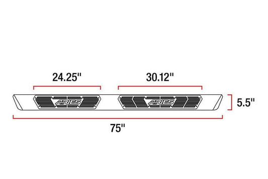 Aries 2057975 1999-2023 Ford F250/F350/F450 Super Duty AscentStep 5 1/2" X 75" Black Steel Running Boards