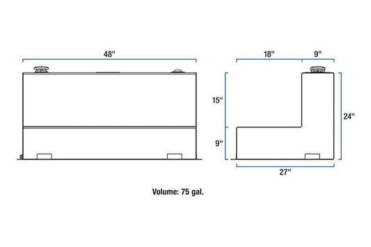 UWS ST-75-L-MB Ford F250/F350/F450 Super Duty Matte Black 75-Gallon L-Shape Steel Transfer Tank