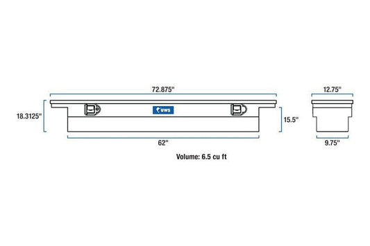 UWS TBSD-72-SL-LP-B Ford F250/F350/F450 Super Duty Gloss Black 72" Deep Slim Truck Tool Box With Low Profile